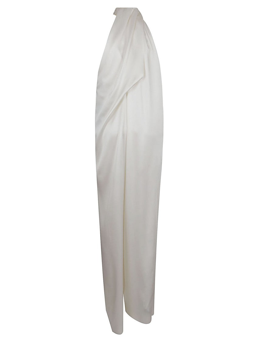 Stella Mccartney Shiny Satin Jumpsuit With Crossover Halterneck