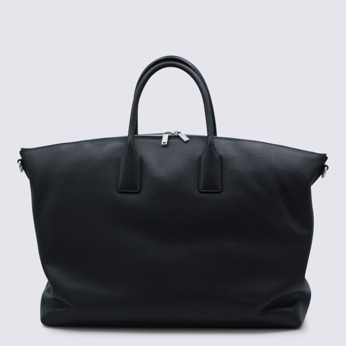 Saint Laurent Black Leather Top Handle Bag With Logo