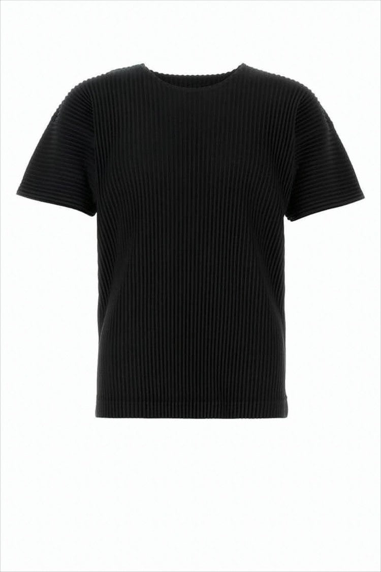 Homme Plissé Issey Miyake Pleated Black T-Shirt With Boxy Silhouette