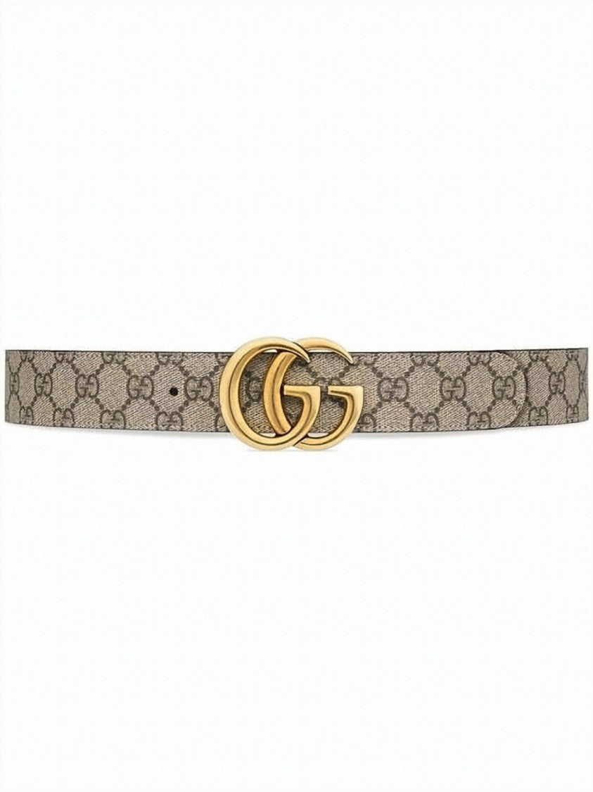 Gucci Brown Fabric Leather Double-G Belt