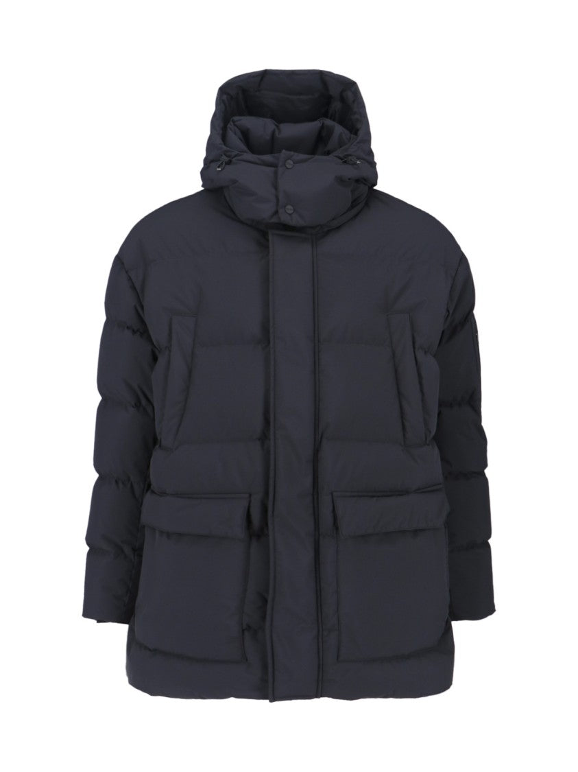 Herno Minimalist Black Zipper Jacket With Subtle Stitching