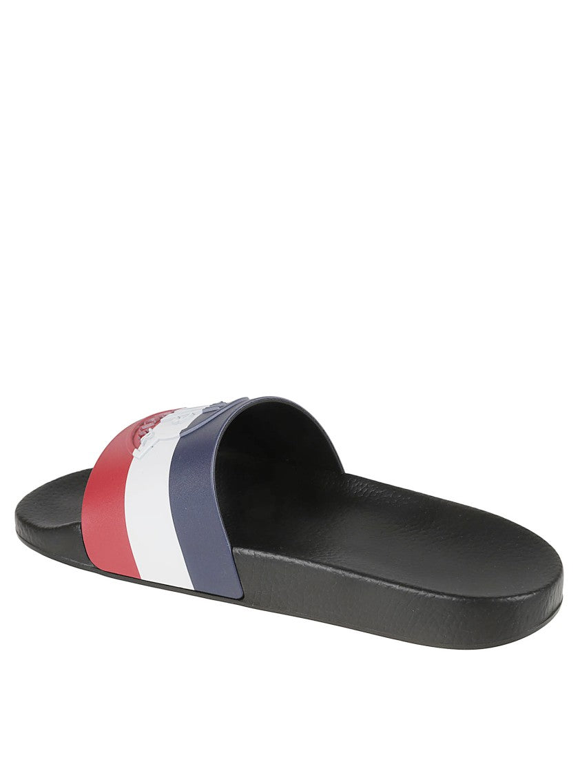 Moncler Black Sandals With Tri-Color Strap