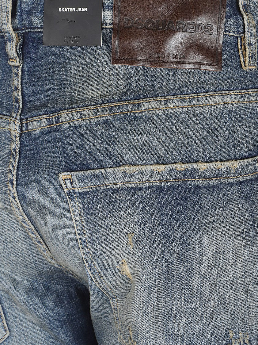 Dsquared2 Slim Fit Vintage Wash Stretch Denim Jeans