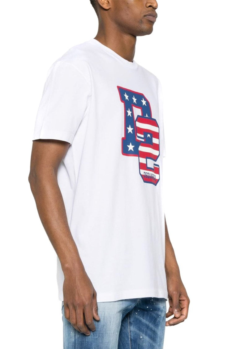Dsquared2 White Cotton Graphic-Print T-Shirt