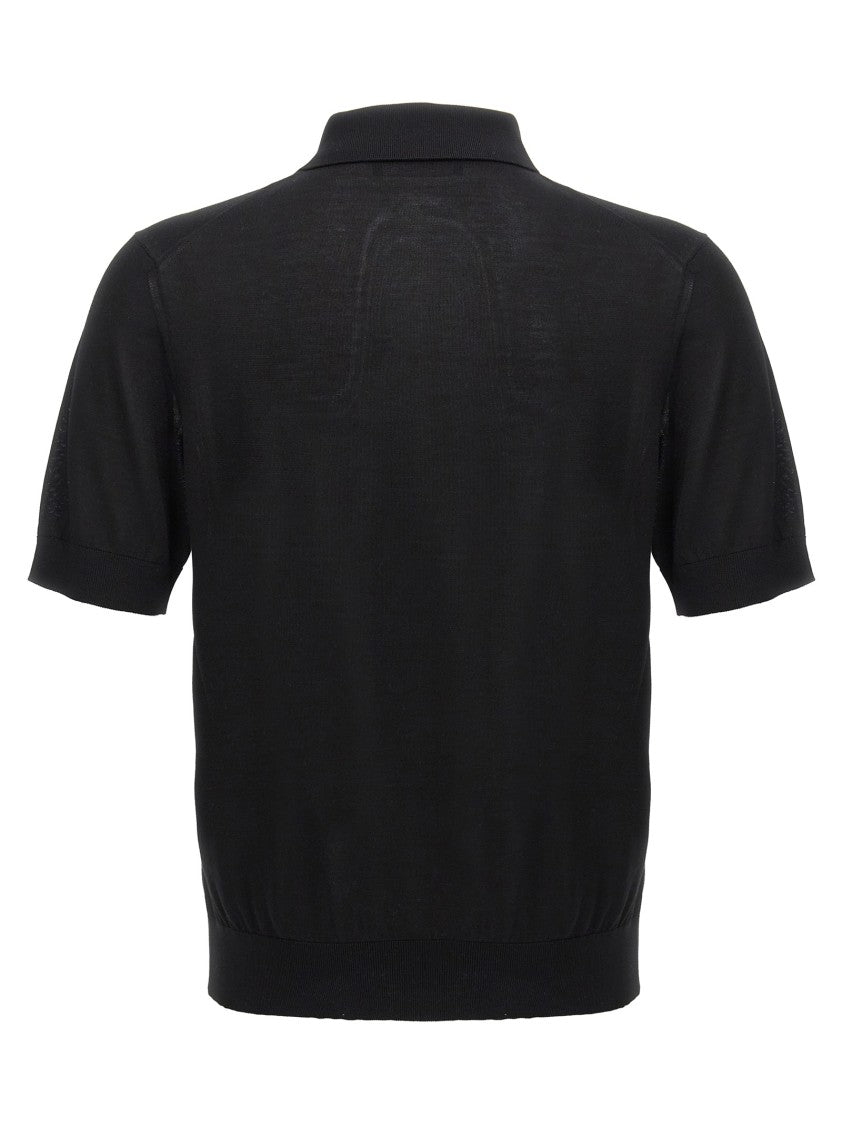 Dolce & Gabbana Silk Knit Polo Shirt With Logo Embroidery