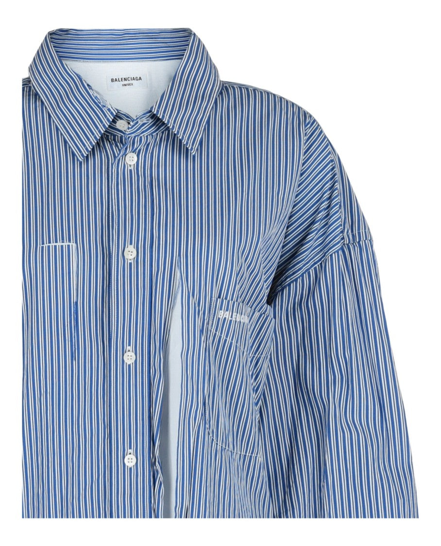 Balenciaga Destroyed Striped Large-Fit Shirt