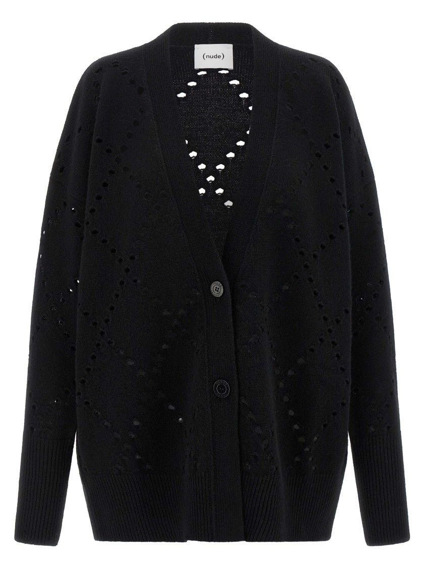 Nude Argyle Cut-Out Cardigan