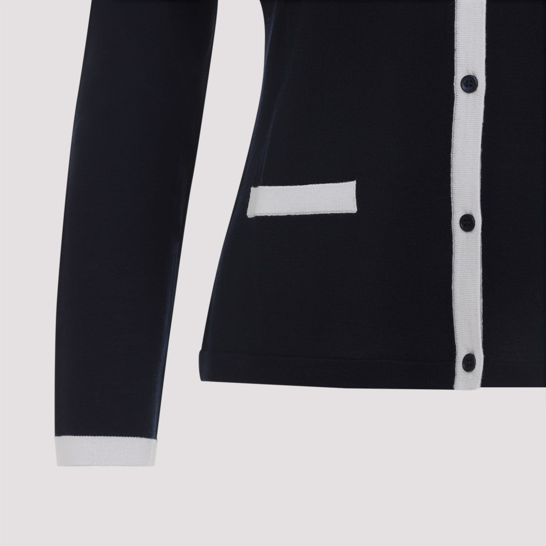 Max Mara V-Neck Button-Down Sweater With Contrasting Trim