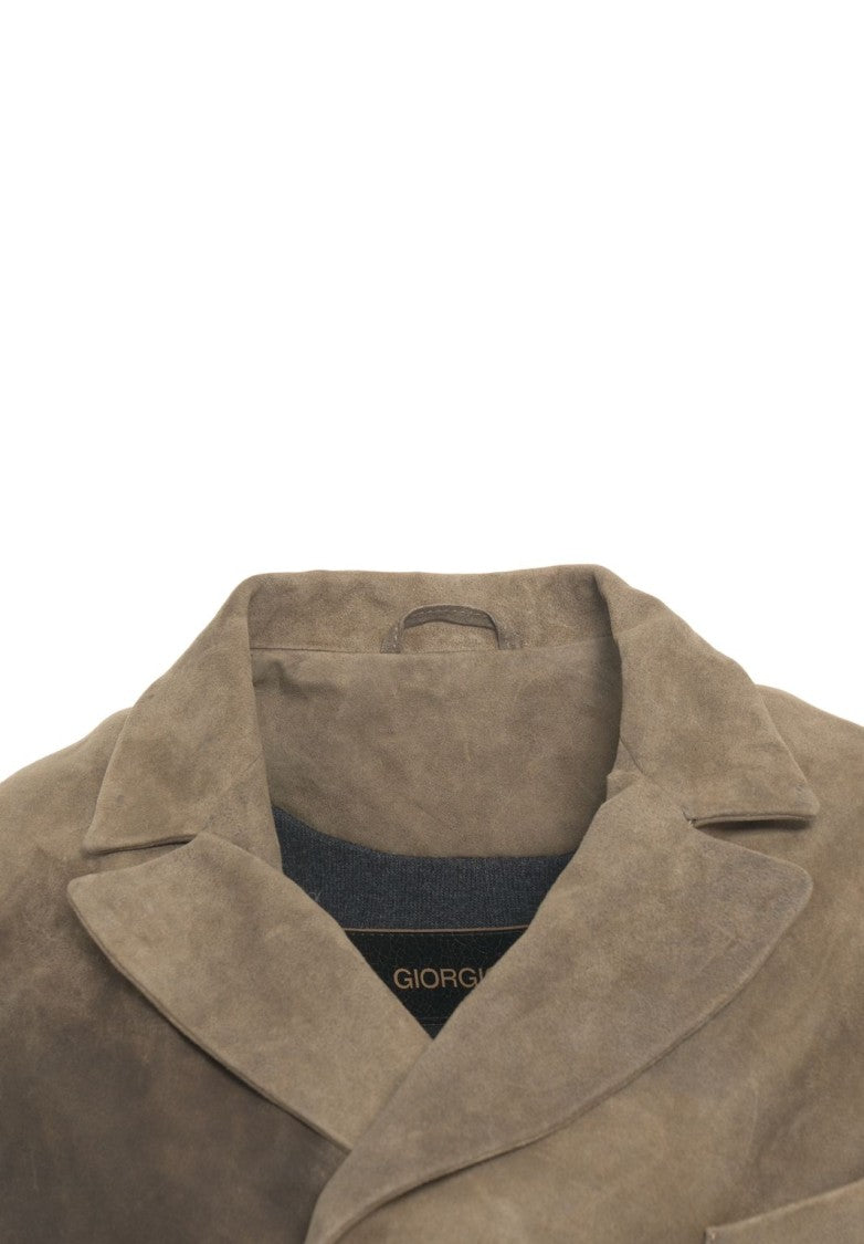 Giorgio Brato Suede Blazer With Double-Breasted Closure And Flap Pockets