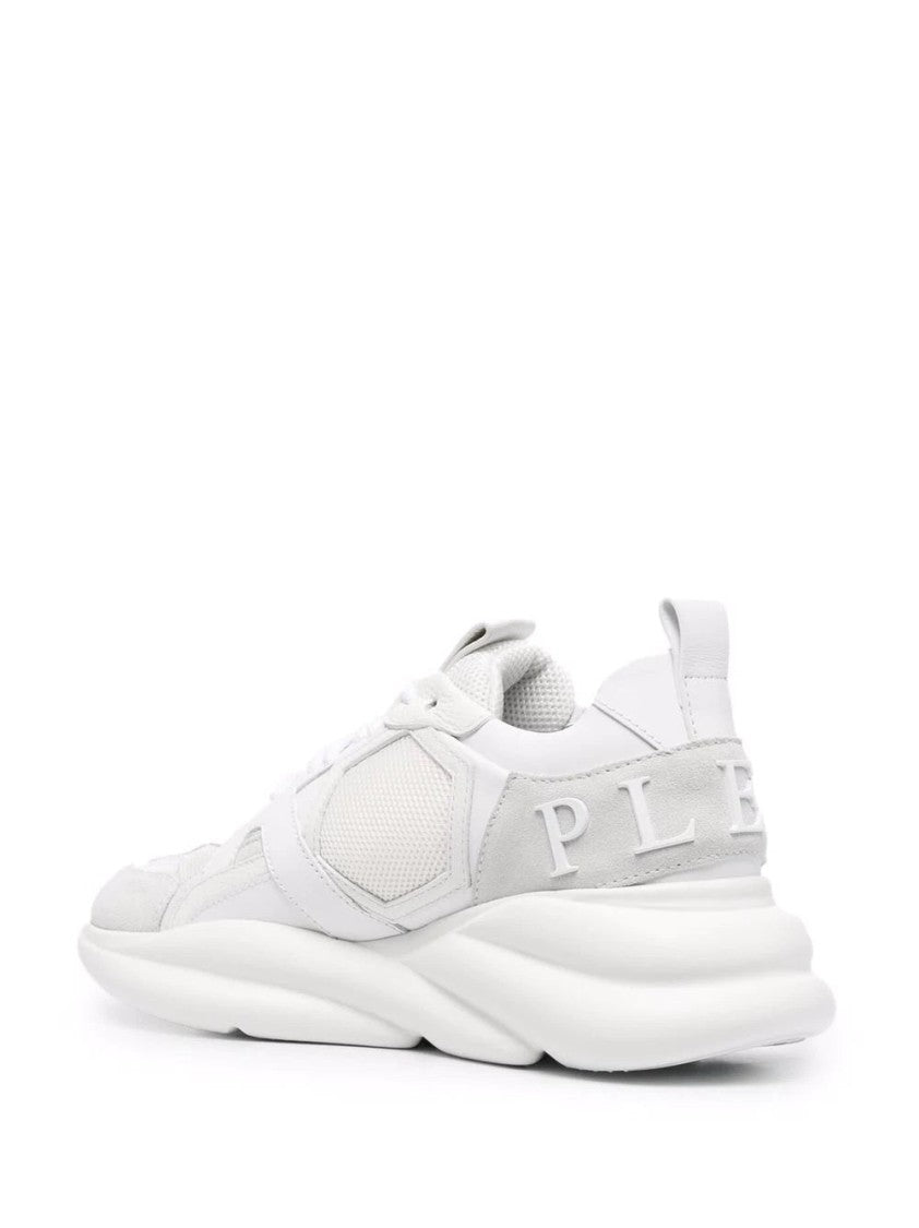Philipp Plein White Runner Hurricane Sculpted Eva Sole Leather Trainers