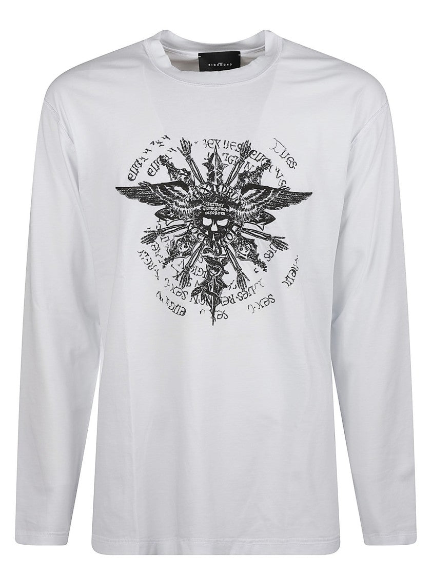 John Richmond Vasna Long-Sleeve Graphic Cotton T-Shirt