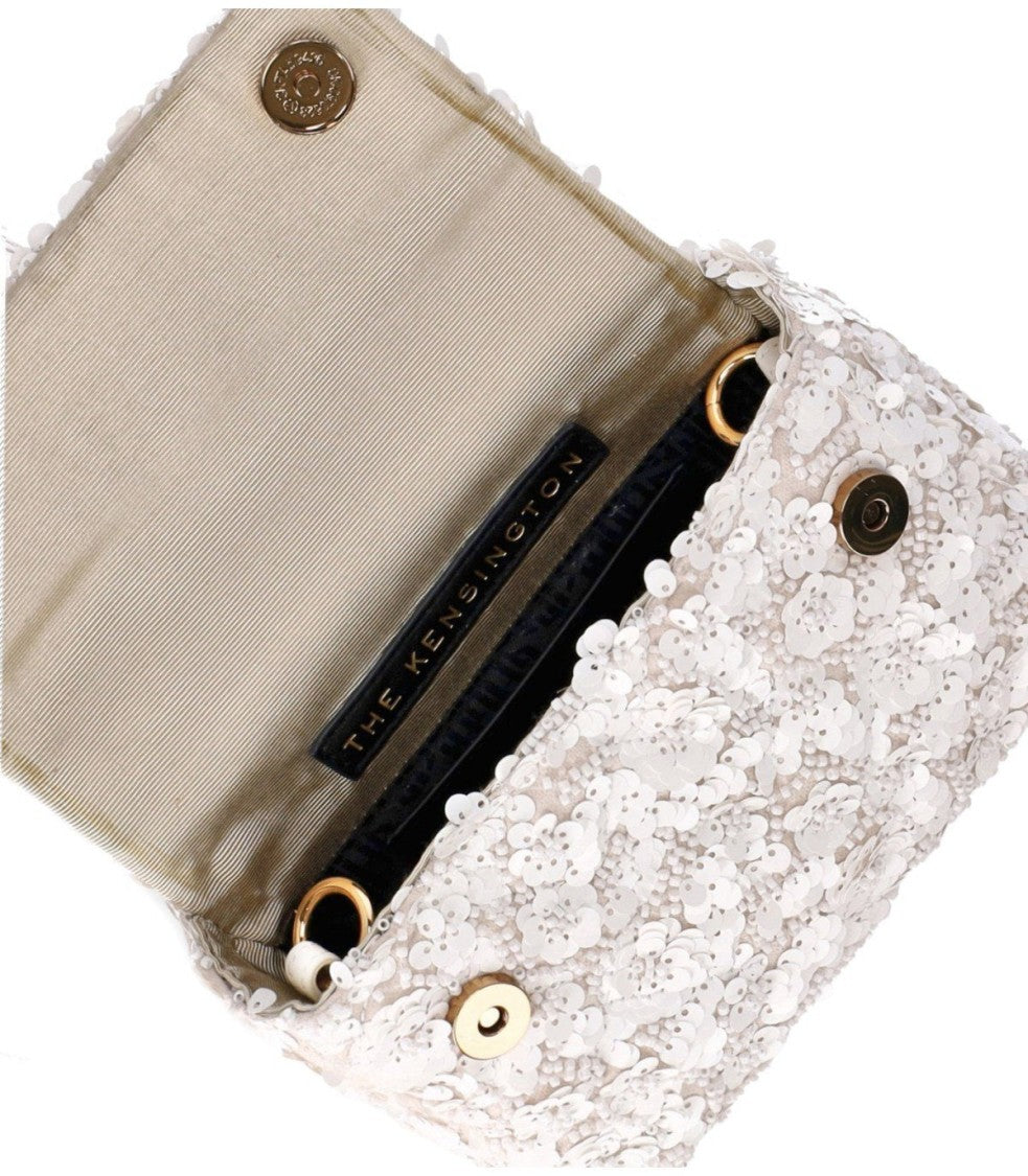 Kurt Geiger Kensington Paillettes Mini White Handbag