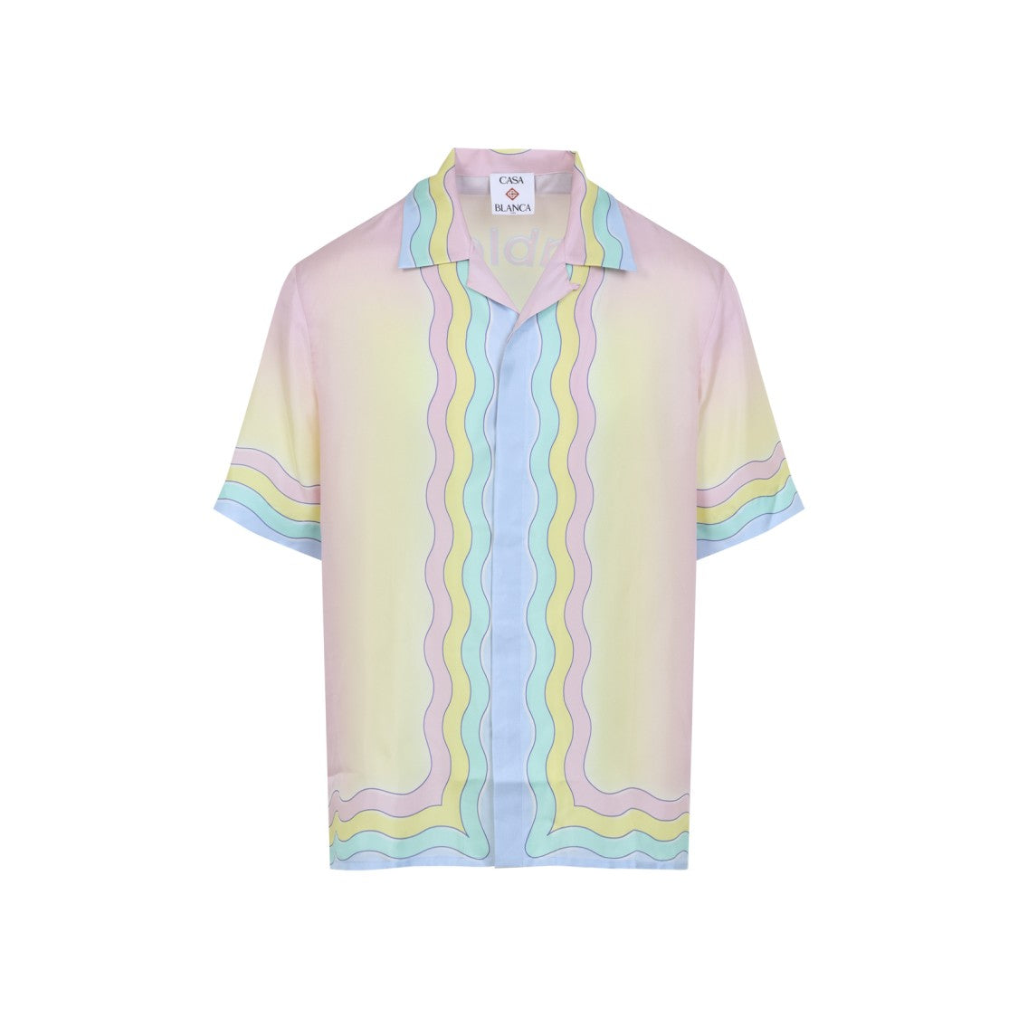 Casablanca Pastel Multicolor Silk Shirt With Playful Graphic