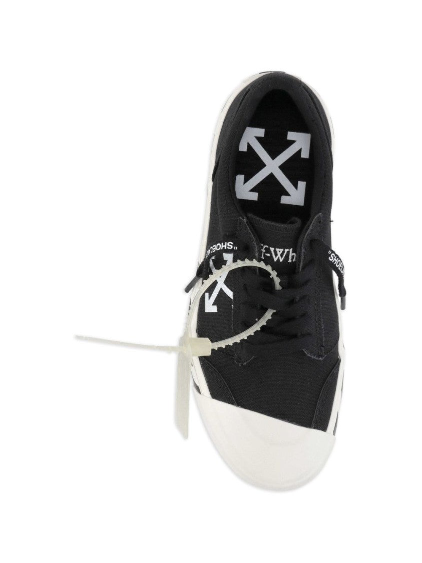 Off-White Low-Top Canvas Sneakers With Diagonal Stripe Detailing