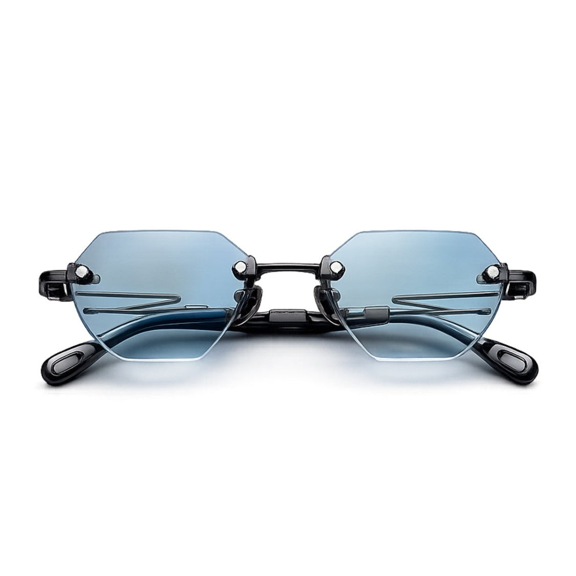 Capote Eyewear Black C36 Rimless Paper Clip Metal Sunglasses