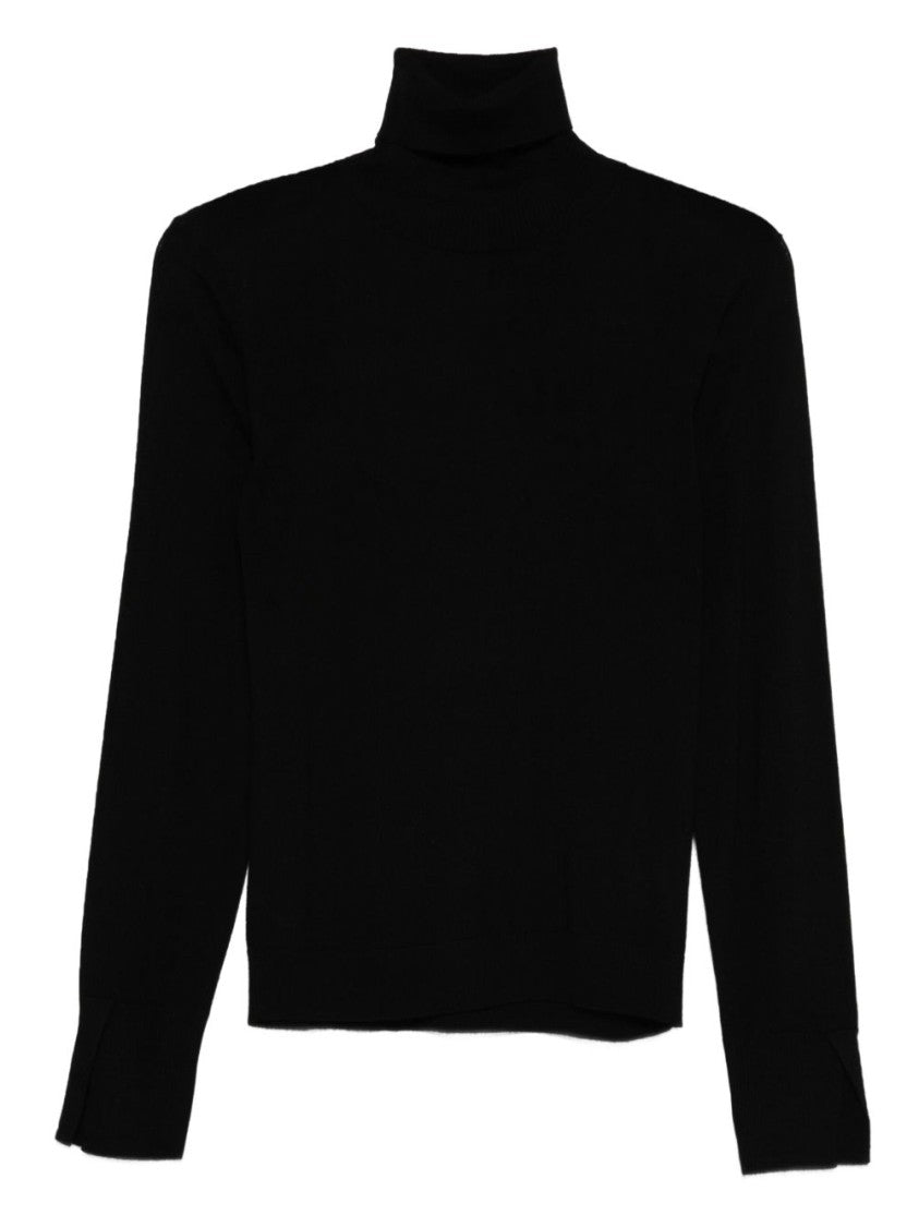 Seventy Sergio Tegon Fitted High Turtleneck Black Wool Sweater