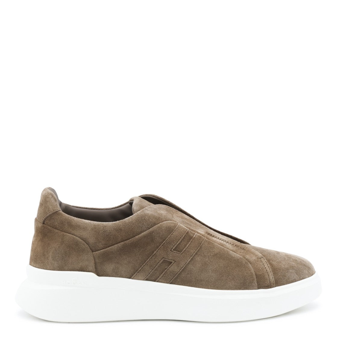 Hogan Brown Suede Slip-On Sneakers With Tone-On-Tone Embossed Logo