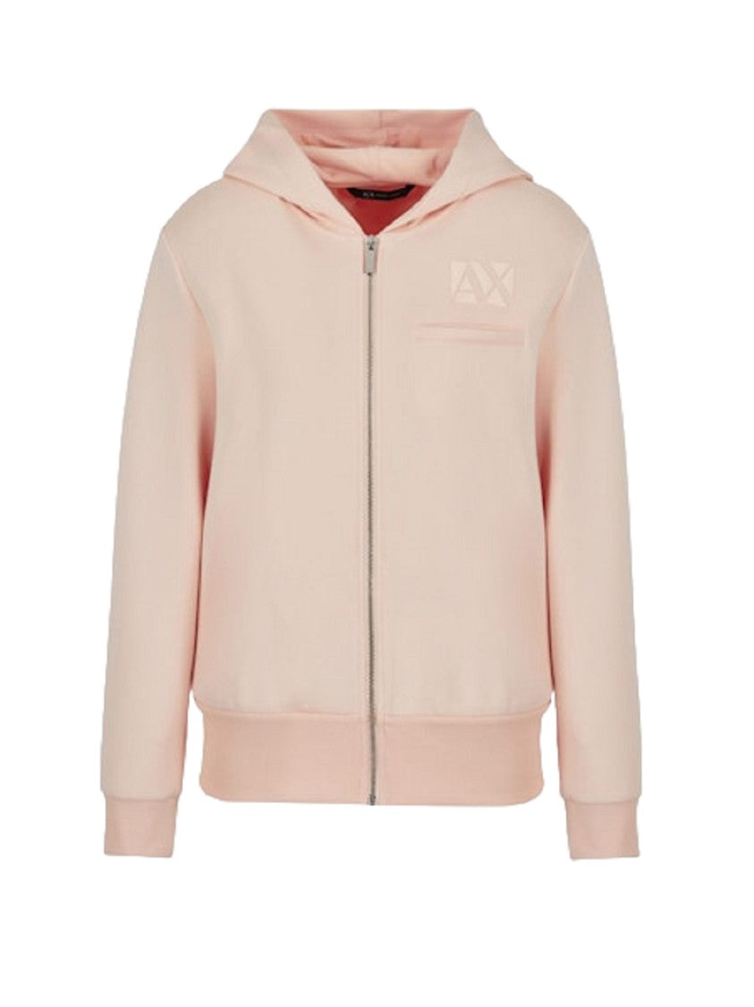 Armani Exchange Light Pink Hoodie With Zipper