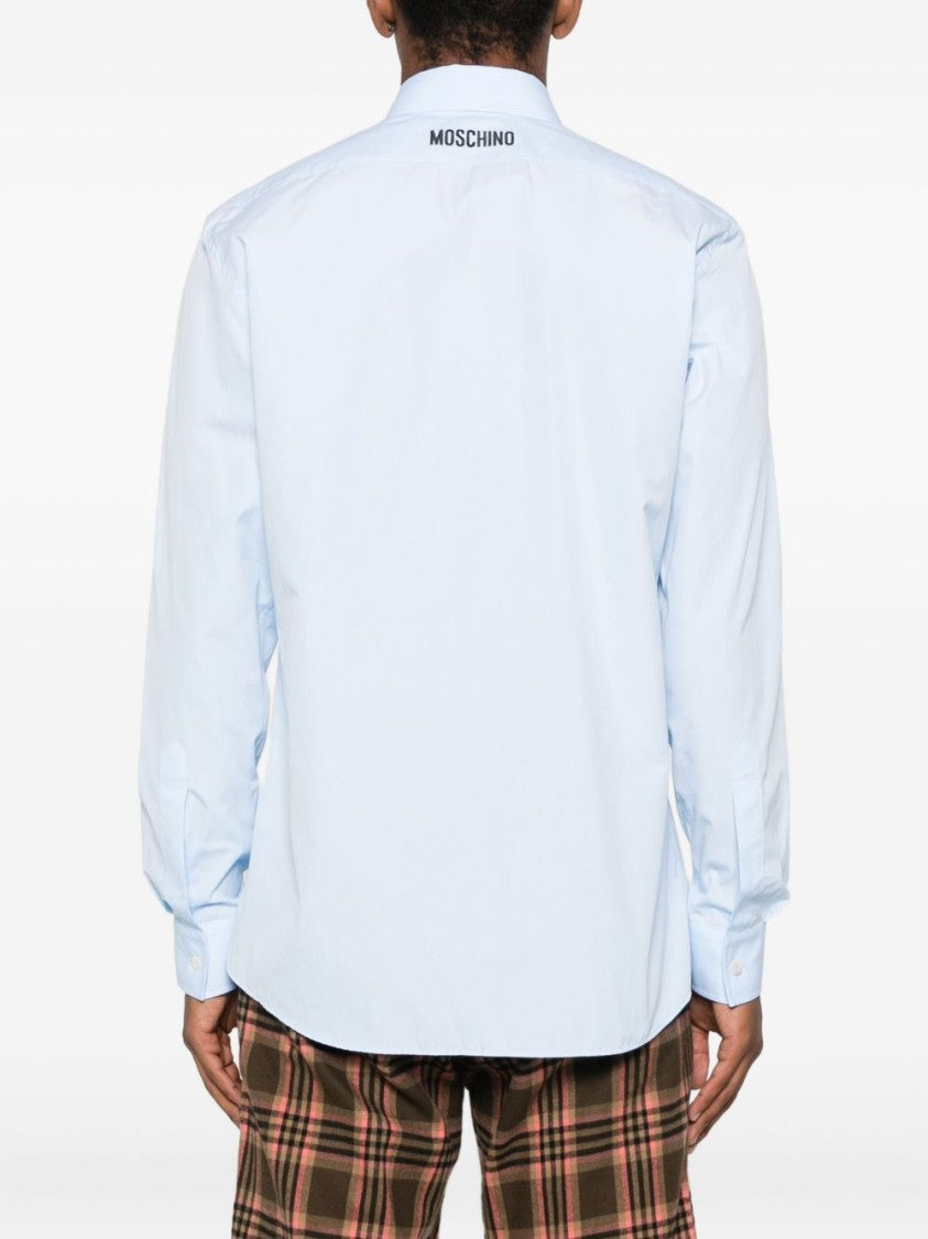 Moschino Light Blue Embroidered Logo Long Shirt