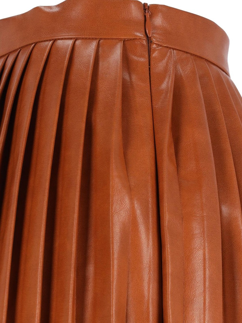 Mm6 By Maison Margiela Pleated Midi Skirt – Brown
