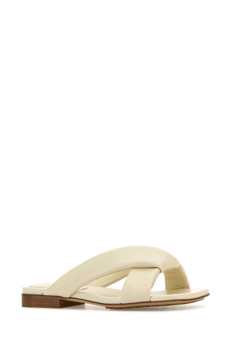 Bottega Veneta Ivory Leather Riva Slippers