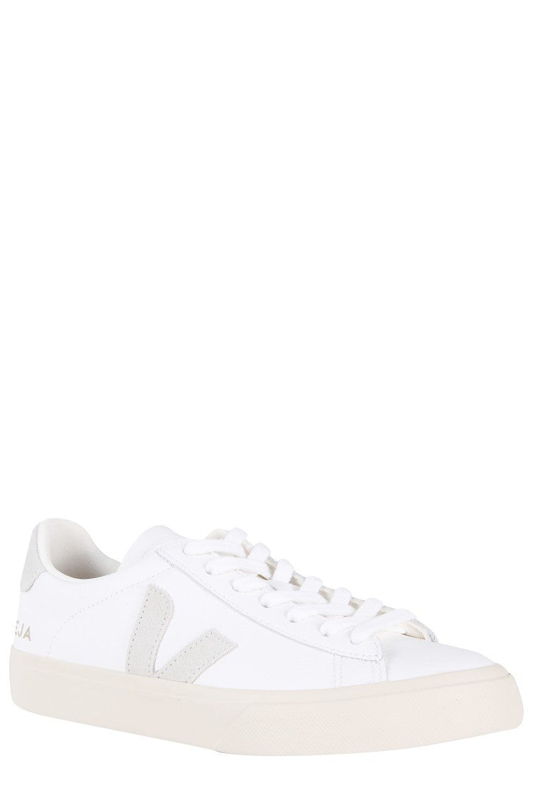 Veja White/Natural Campo Leather Low-Top Sneakers