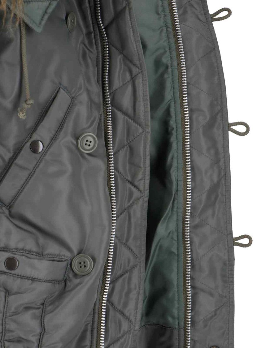 Junya Watanabe Green Nylon Faux Fur Jacket