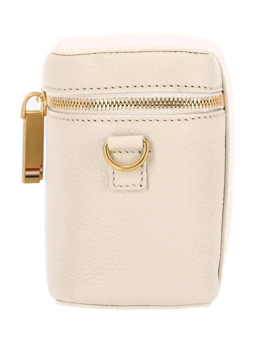 Thom Browne Cream Pebbled Leather Adjustable Strap Pouch