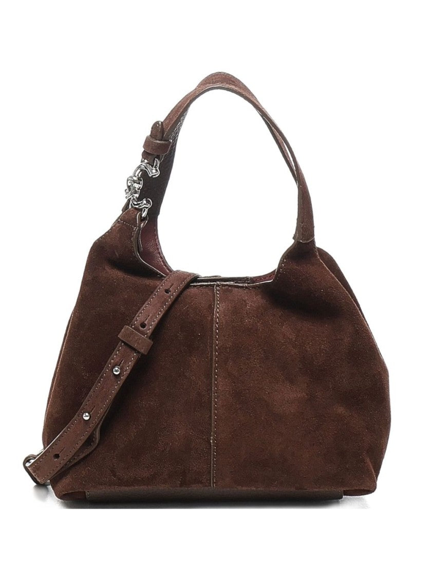 Coccinelle Structured Suede Shoulder Bag With Detachable Strap