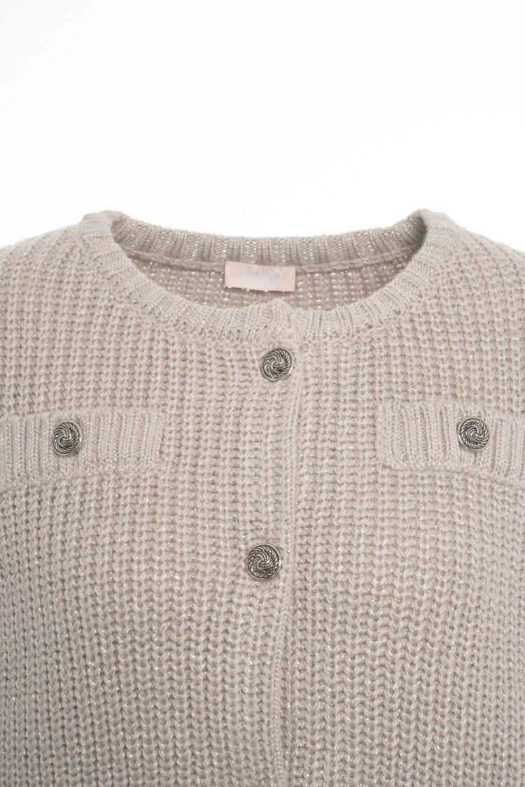 Liu Jo Lurex Knit Cardigan With Decorative Buttons