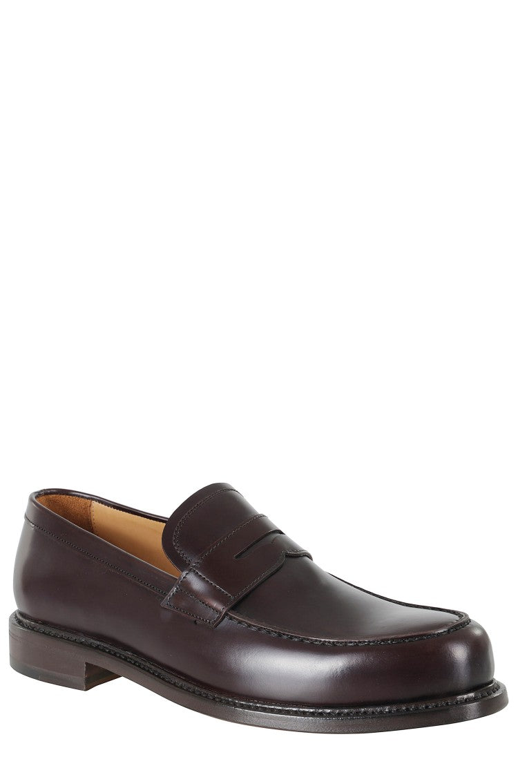 John Spencer Brown Rois Polished Penny Strap Leather Loafers