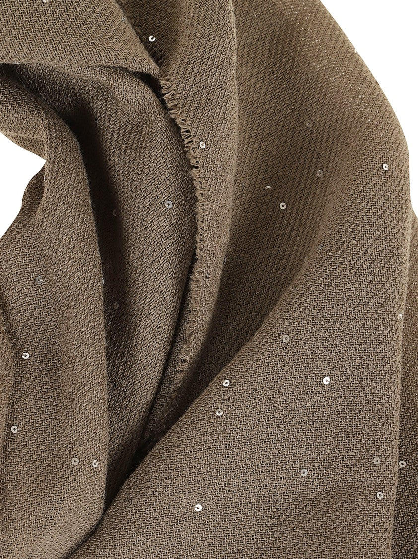 Peserico Twill Weave Cotton Stole With Scattered Sequins
