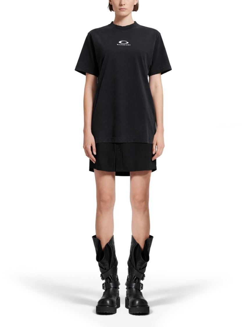 Balenciaga Hybrid Design Black Dress With Extended Hem