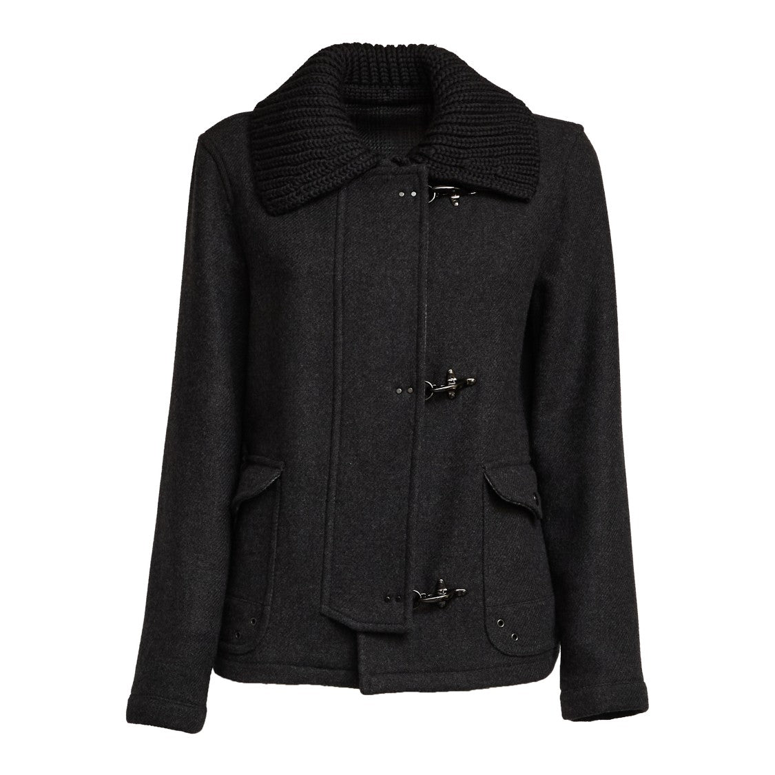 Fay Mini Jacket With Three Hook Closure And Suede Reinforcement