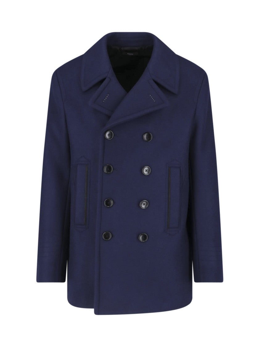 Tom Ford Double-Breasted Wool Coat With Classic Lapels And Structured Silhouette