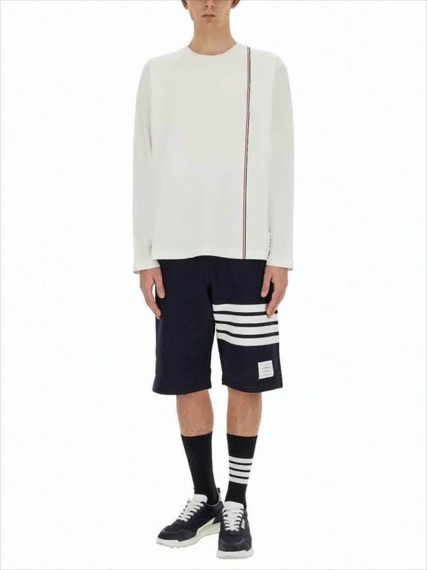 Thom Browne Minimalist Long-Sleeve Shirt With Tricolor Stripe