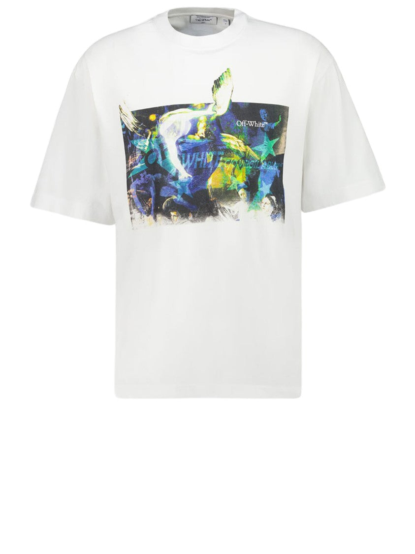 Off-White Graphic Print Cotton T-Shirt With Artistic Elements