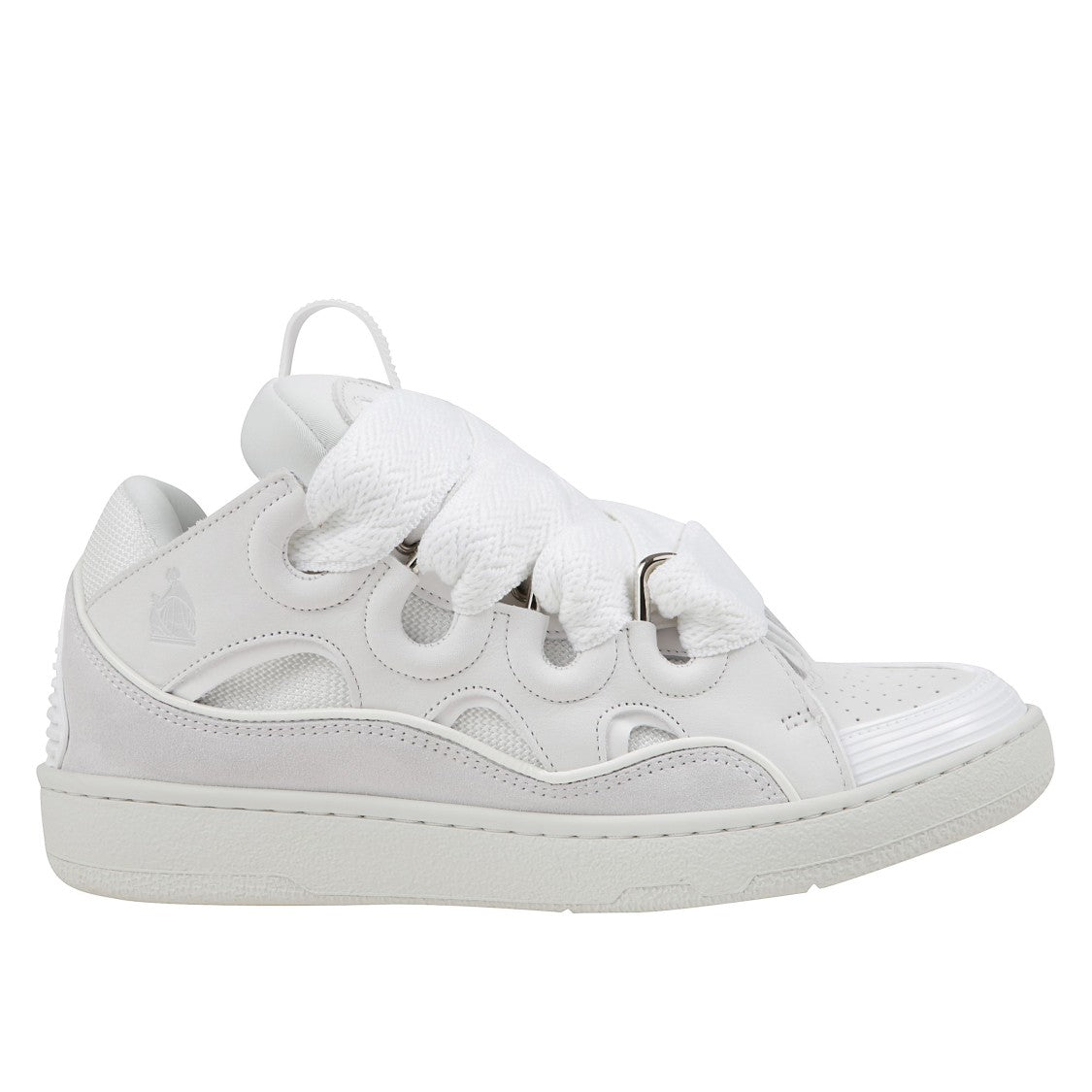 Lanvin Minimalistic White Curb Sneakers With Elevated Sole