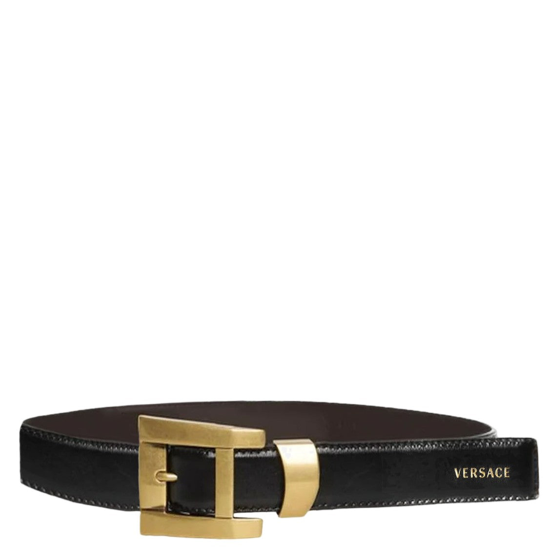 Versace Leather Belt With Distinctive Logo
