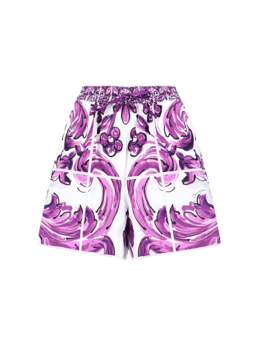 Dolce & Gabbana Baroque-Print Relaxed Short With Adjustable Waistband