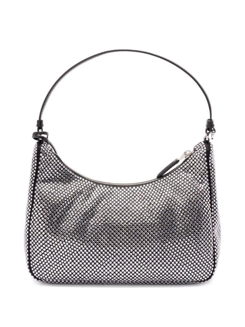 Prada Compact Crystal-Studded Minibag With Leather Handle