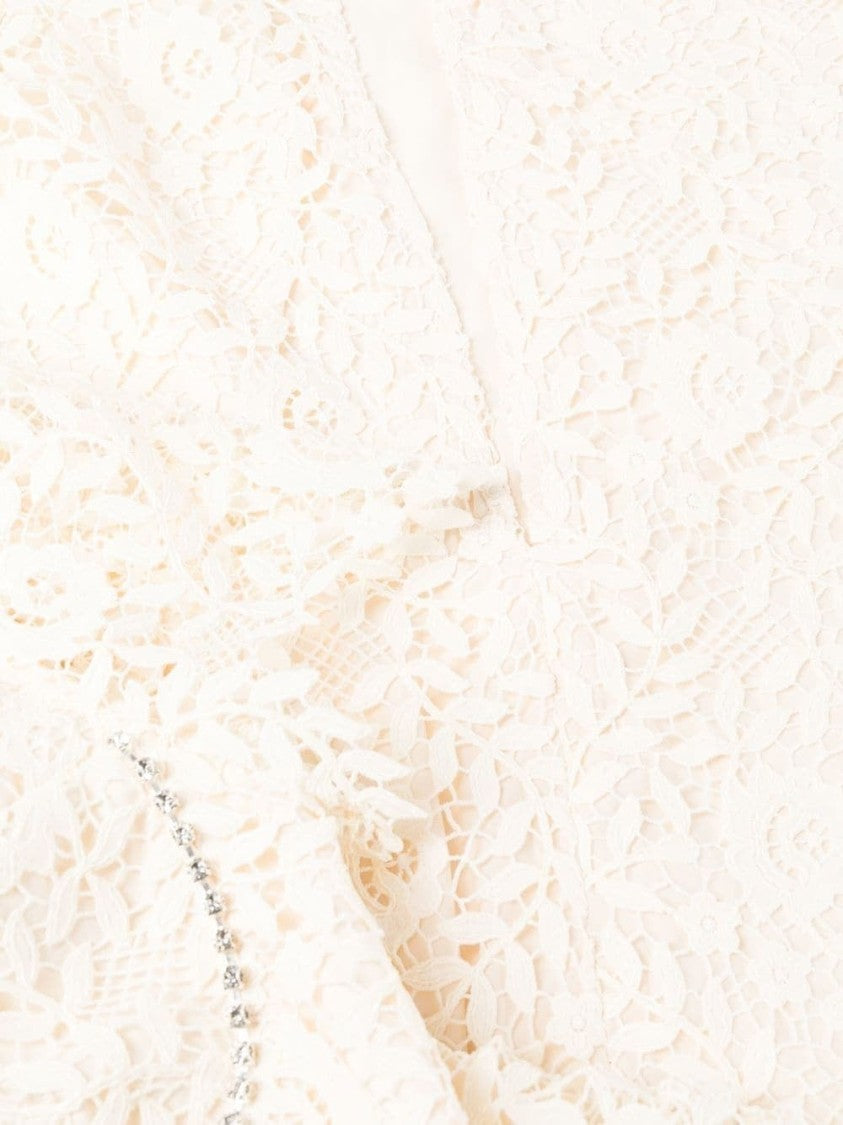 Self-Portrait Cream Rose Lace Midi Dress