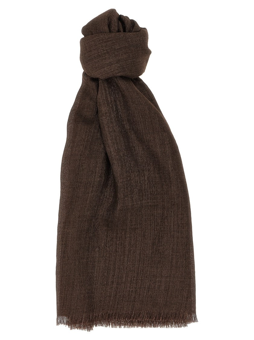 Brunello Cucinelli Fringed Lurex Cashmere Blend Scarf