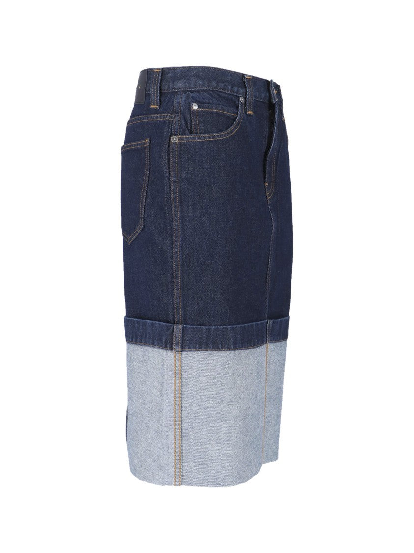 Khaite Blue Kilian Two-Tone Denim Skirt