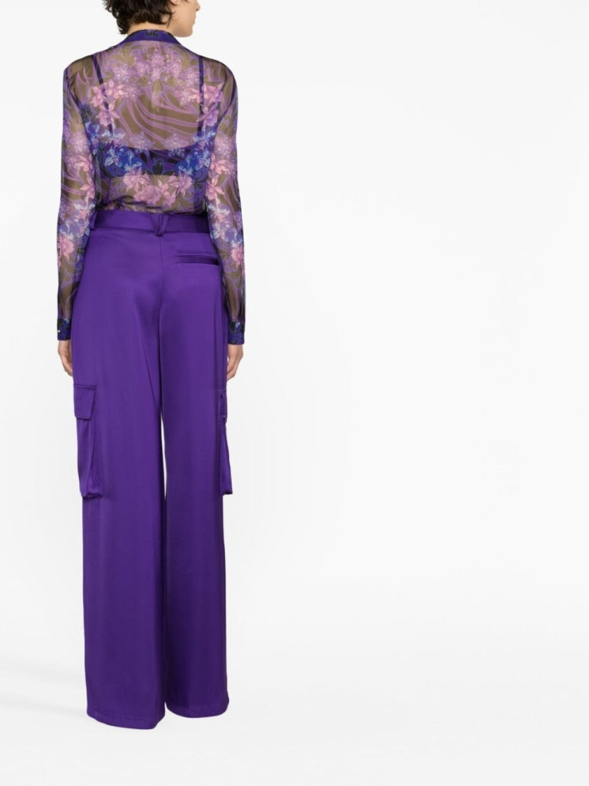 Versace Orchid Purple Wide-Leg Cargo Trousers