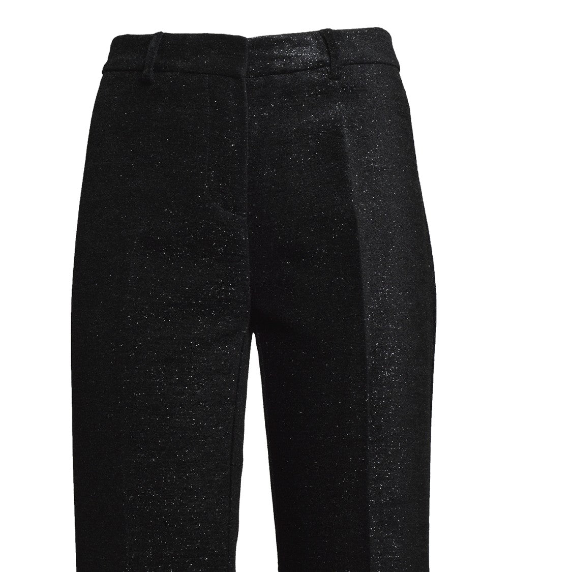 Etro Black Viscose Flared Trousers With Lamé Thread