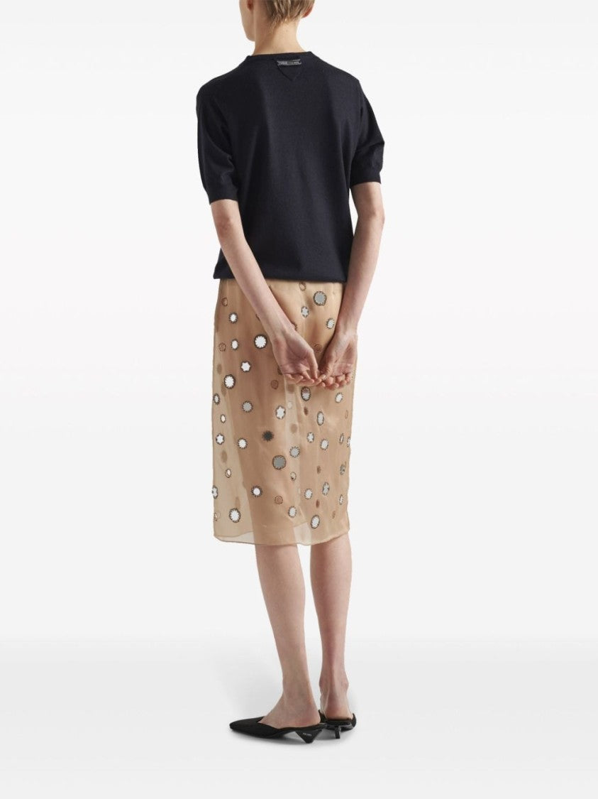 Prada Triangle-Logo Cashmere Knitted Top