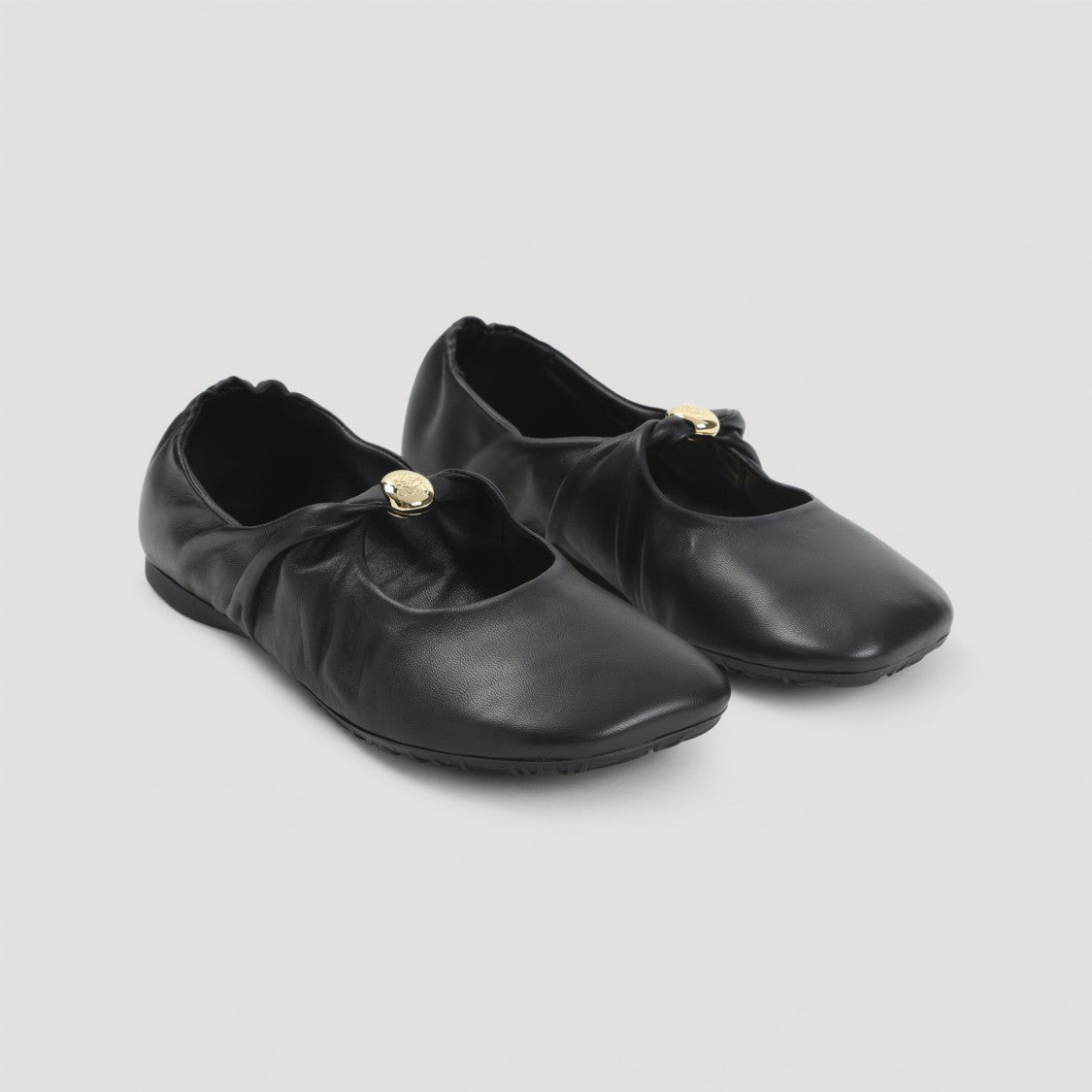 Loewe Lambskin Leather Ballerina Flats With Gold-Tone Buckle Detail