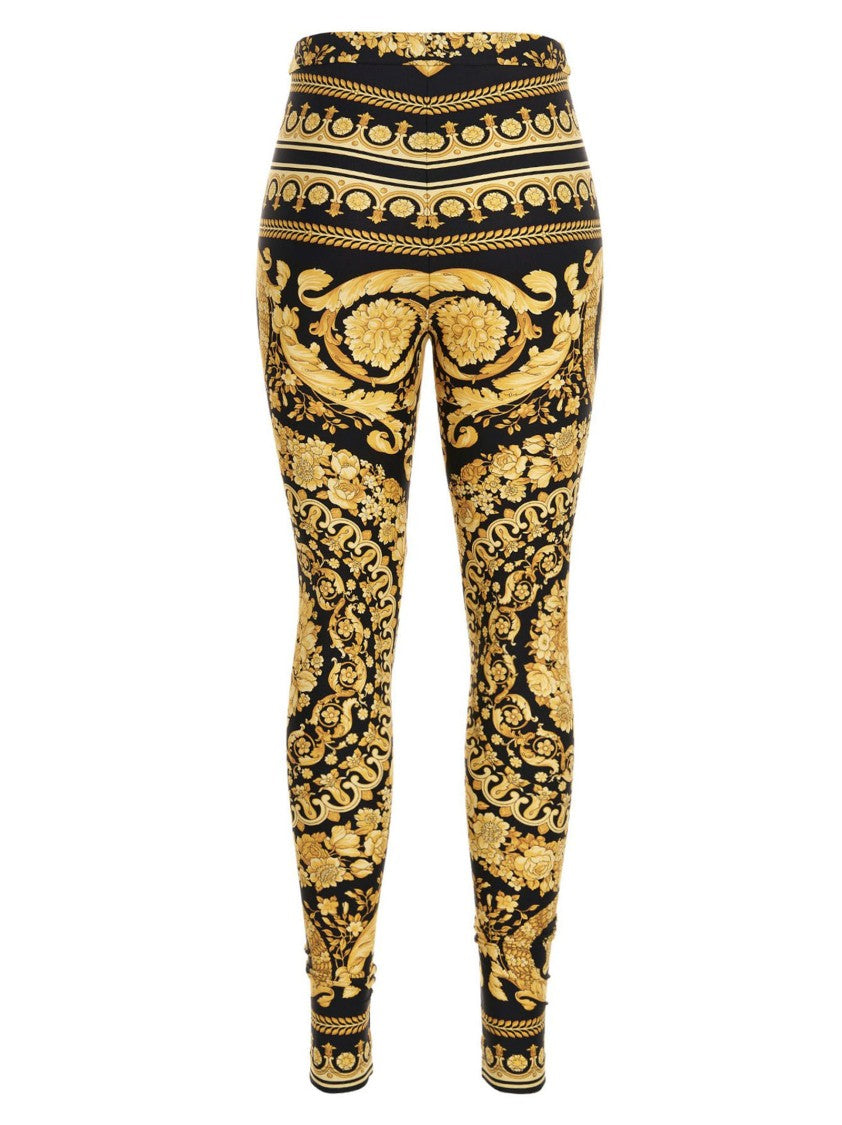 Versace High-Waisted Stretch Leggings With Barocco Print