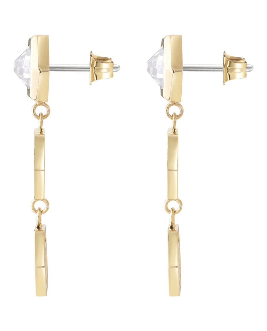 Philipp Plein Hexagonal Spike Crystal Earrings In Polished Stainless Steel